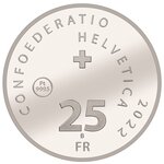 Pièce de monnaie suisse 25 Francs Platine 2022 – Platine BE