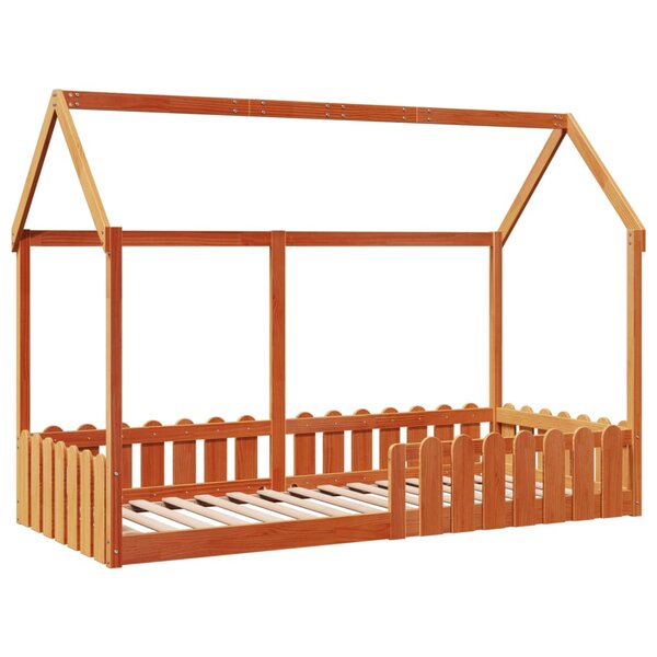 vidaXL Cadre de lit d'enfants forme de maison 90x190cm bois massif pin
