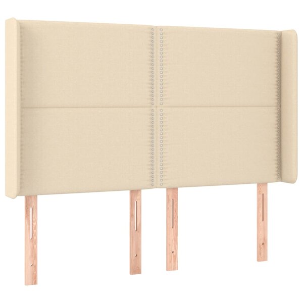 vidaXL Tête de lit avec oreilles Crème 147x16x118/128 cm Tissu