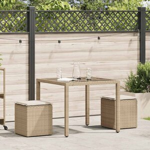 vidaXL Tabourets de jardin avec coussins lot de 2 beige résine tressée