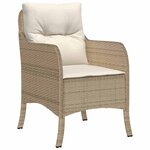 vidaXL Ensemble de Salle à Manger de Jardin 7 pièces avec Coussins Beige Poly Rattan