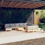 vidaXL Salon de jardin 11 Pièces avec coussins gris bois de pin