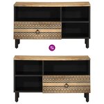 vidaXL Meuble TV noir 80x33 5x46 cm bois massif manguier brut