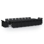 vidaXL Ensemble à dîner de jardin coussins 21 Pièces Noir Résine tressée