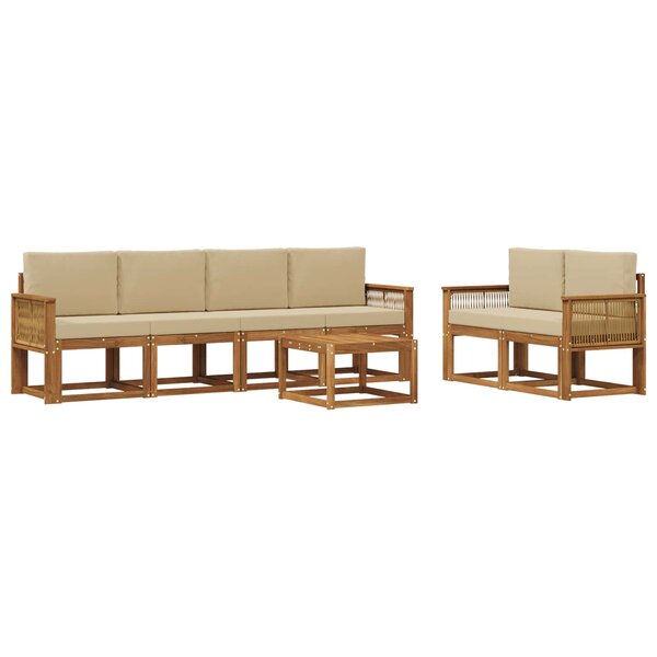 vidaXL Ensemble de canapés d'extérieur 7 pc Naturel et Beige Polyester