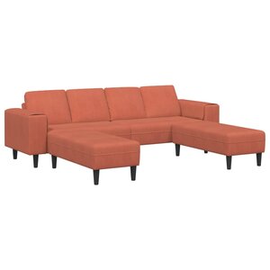 vidaXL Canapé Rouge orange 250 x 188 x 76 cm Tissu en velours côtelé