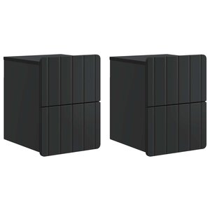 vidaXL Cabinet de chevet mural 2 Pièces Noir 33 x 34 5 x 43 cm