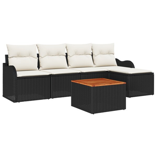 vidaXL Ensemble de canapé de jardin 6 Pièces Noir  blanc Grand