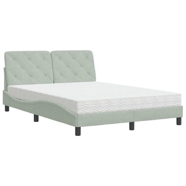 vidaXL Lit avec matelas gris clair 120x200 cm velours