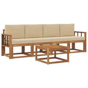 vidaXL Ensemble de canapés d'extérieur 5 pc Naturel et Beige