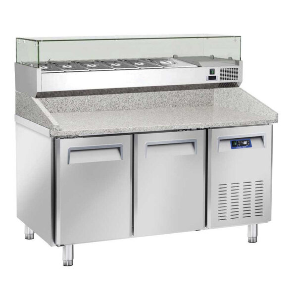 Table à pizza réfrigérée 2 portes dessus granit et kit réfrigéré -  - 2pleine 1500x800x1040mm