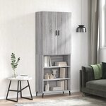 vidaXL Buffet haut Sonoma gris 69 5x34x180 cm Bois d'ingénierie