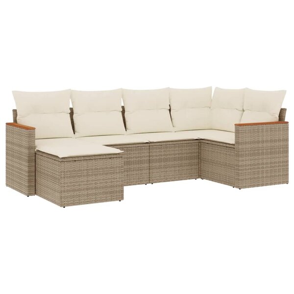 vidaXL Salon de jardin avec coussins 6 Pièces beige résine tressée