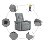 vidaXL Fauteuil de massage inclinable électrique gris clair tissu