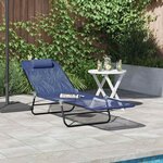 vidaXL Chaise longue pliante Bleu marine 182 x 55 x 85 5 cm Textilène