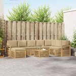 vidaXL Ensemble de canapés d'extérieur 7 Pièces Blanc et Beige