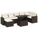 vidaXL Salon de jardin 8 Pièces avec coussins marron résine tressée