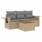 vidaXL Salon de jardin avec coussins 4 Pièces beige résine tressée