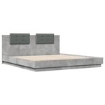 vidaXL Cadre de lit avec LED sans matelas gris béton 200x200 cm
