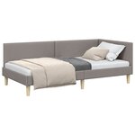 vidaXL Cadre de lit d'angle Taupe 90 cm x 200 cm Tissu et Contreplaqué