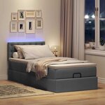 vidaXL Lit ottoman avec matelas et LED gris foncé 90x200 cm tissu