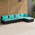vidaXL Salon de jardin 5 Pièces avec coussins Résine tressée Noir