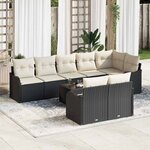 vidaXL Ensemble de canapé de jardin 9 Pièces Noir  blanc Poly rotin