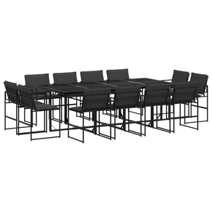 vidaXL Ensemble à manger de jardin avec coussins 13 Pièces noir textilène
