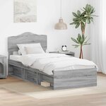 vidaXL Cadre de lit Gris Sonoma 90 x 190 cm Pin massif