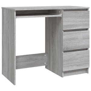 Bureau table poste de travail meuble d'ordinateur informatique étude sonoma 90 x 45 x 76 cm bois d'ingénierie gris 02_0023967