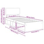 vidaXL Cadre de lit avec tête de lit Chêne fumé 75 x 190 cm Pin massif