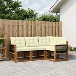 vidaXL Ensemble de canapés d'extérieur 4 pc Naturel et Crème