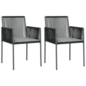 vidaXL Chaises de jardin et coussins lot de 2 noir 54x60 5x83 5 cm