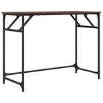Bureau table poste de travail meuble d'ordinateur informatique étude chêne bois d'ingénierie et acier enduit de poudre brun 02_0023629