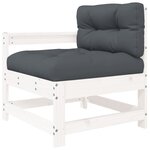 vidaXL Salon de jardin 6 Pièces avec coussins blanc bois massif