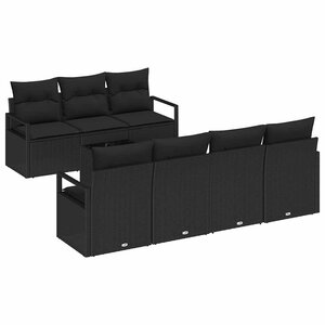 vidaXL Ensemble de Canapés avec coussin 8 Pièces Noir polyrotin
