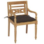 vidaXL Chaises Batavia avec coussins 6 Pièces Bois de teck solide