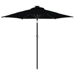 vidaXL Parasol de jardin avec LED mât en acier noir 225x225x212 cm