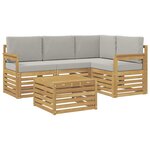 vidaXL Ensemble de canapés d'extérieur 5 Pièces Blanc et gris clair