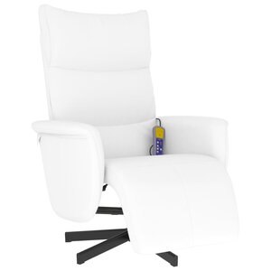 vidaXL Fauteuil inclinable de massage repose-pieds blanc similicuir
