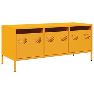 vidaXL Meuble TV jaune moutarde 101 5x39x43 5 cm acier laminé à froid