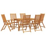 vidaXL Ensemble de salle à manger pour jardin Pliant 7 Pièces Marron