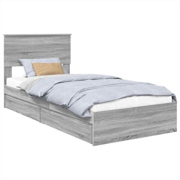 vidaXL Lit de Rangement Gris Sonoma 90 x 190 cm Bois d'ingénierie