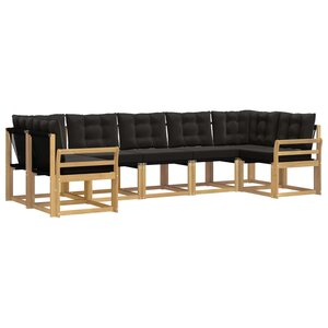 vidaXL Ensemble de canapés d'extérieur 7 Pièces Blanc et noir