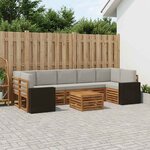 vidaXL Ensemble de canapés d'extérieur 8 Pièces Naturel et gris clair