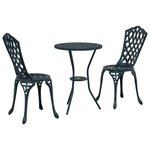 vidaXL Ensemble bistro de jardin 3 pc Vert Aluminium