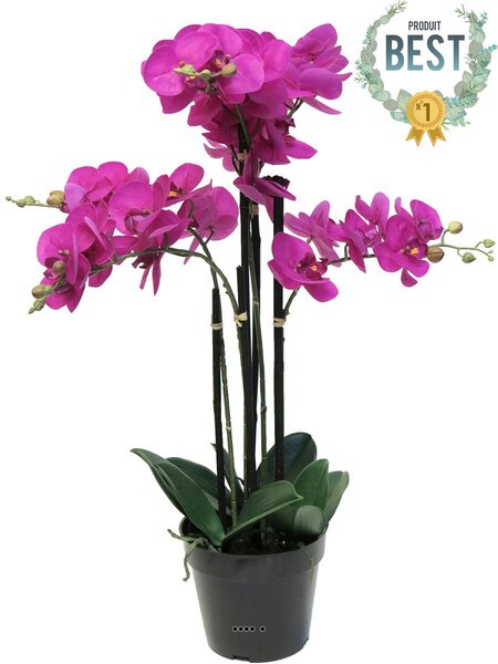 Orchidée phalaenopsis factice top qualité & pot h60cm rose fushia-best - dimhaut: h 60 cm - couleur: rose fushia