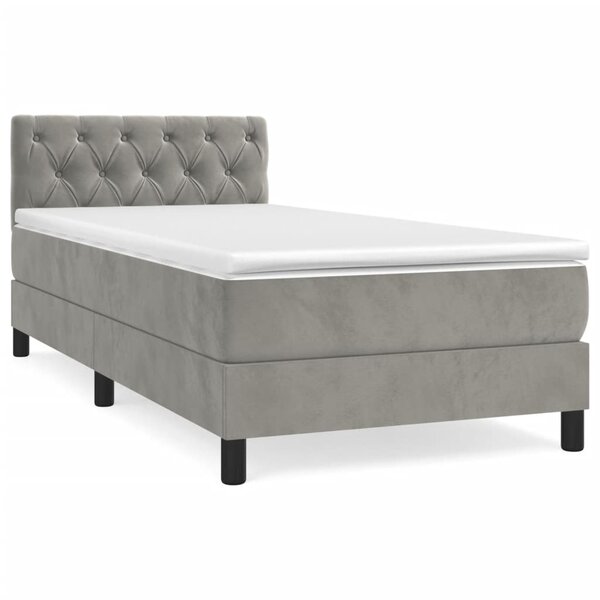 vidaXL Sommier à lattes de lit et matelas Gris clair 80x200 cm Velours