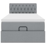 vidaXL Lit ottoman avec matelas et LED gris clair 90x200 cm tissu
