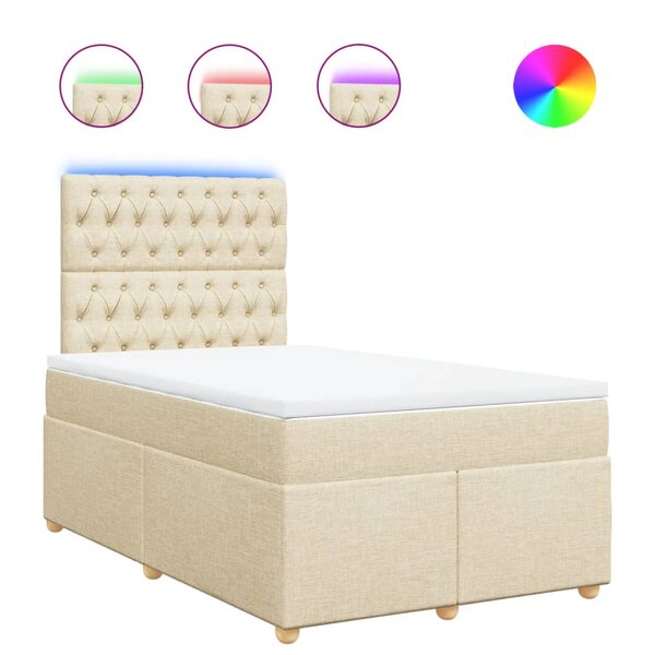 vidaXL Sommier à lattes de lit avec matelas crème 120x190 cm tissu